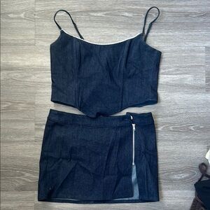 White Fox Boutique Blue Silver Mini Pencil Skirt